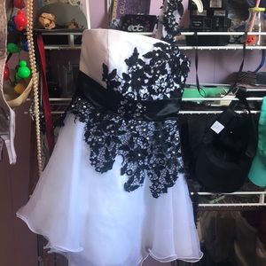 Formal black and white dress
